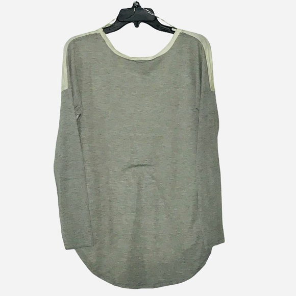 Rue 21 Grey Two Tone Long Sleeve Dolman with Sheer Yellow Front - Picture 2 of 3